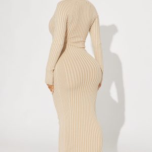 Keeping You Warm Sweater Maxi Dress - Cream