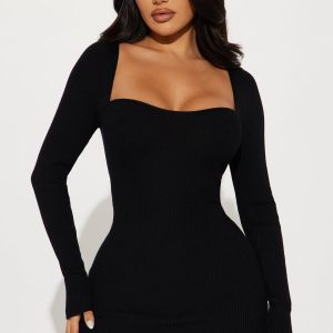 Lizzi Sweater Mini Dress - Black