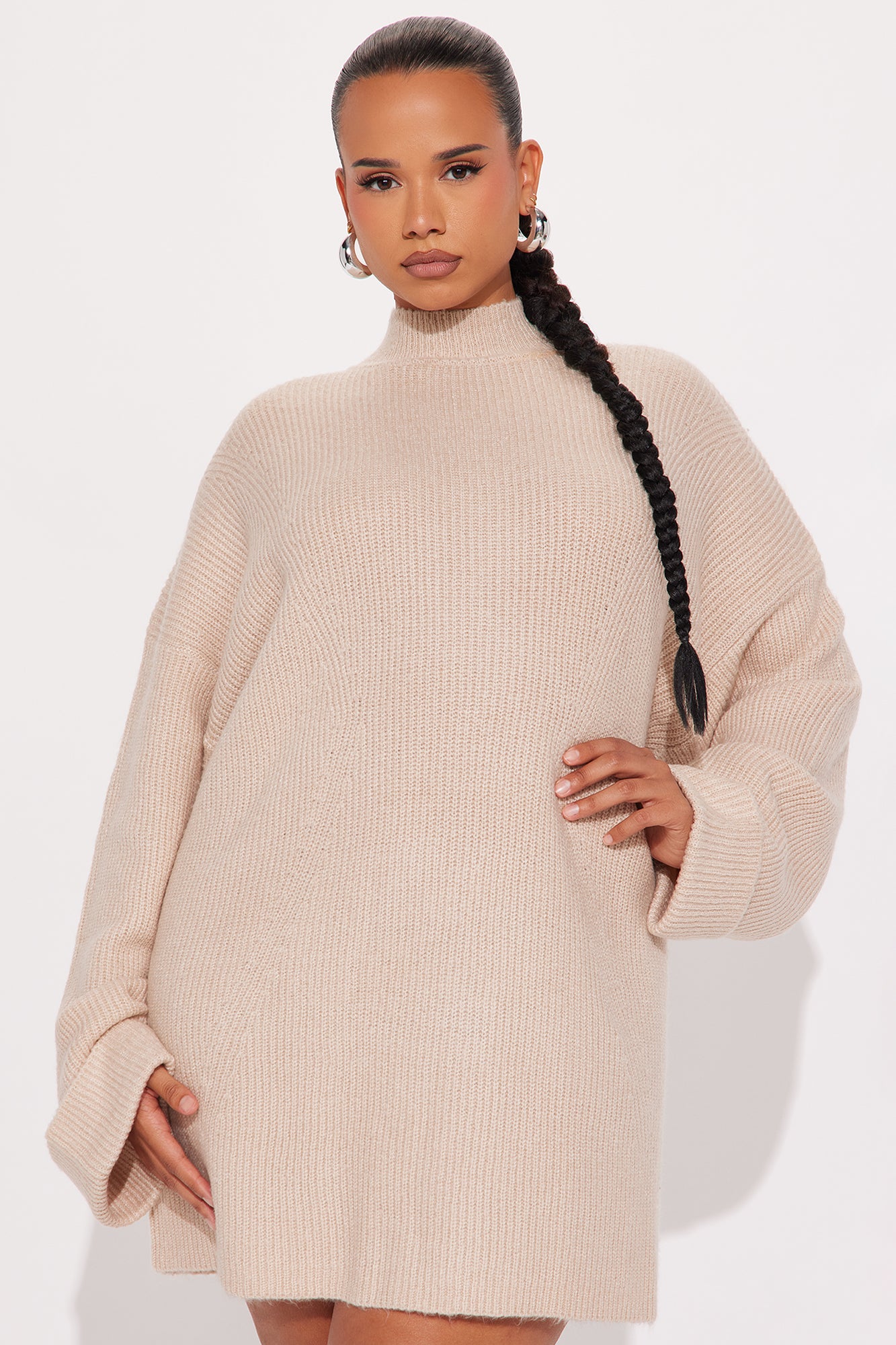 Crush Fever Sweater Mini Dress - Oatmeal - Image 2