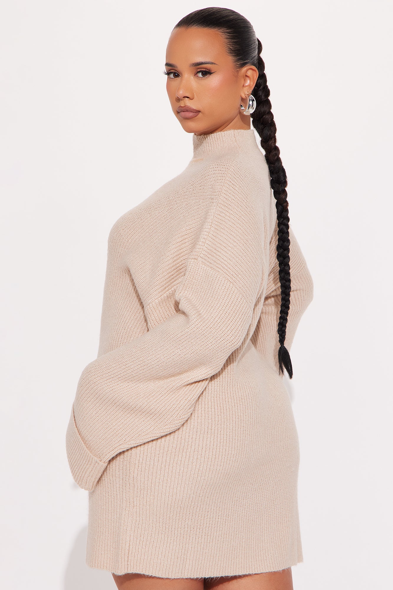 Crush Fever Sweater Mini Dress - Oatmeal - Image 5