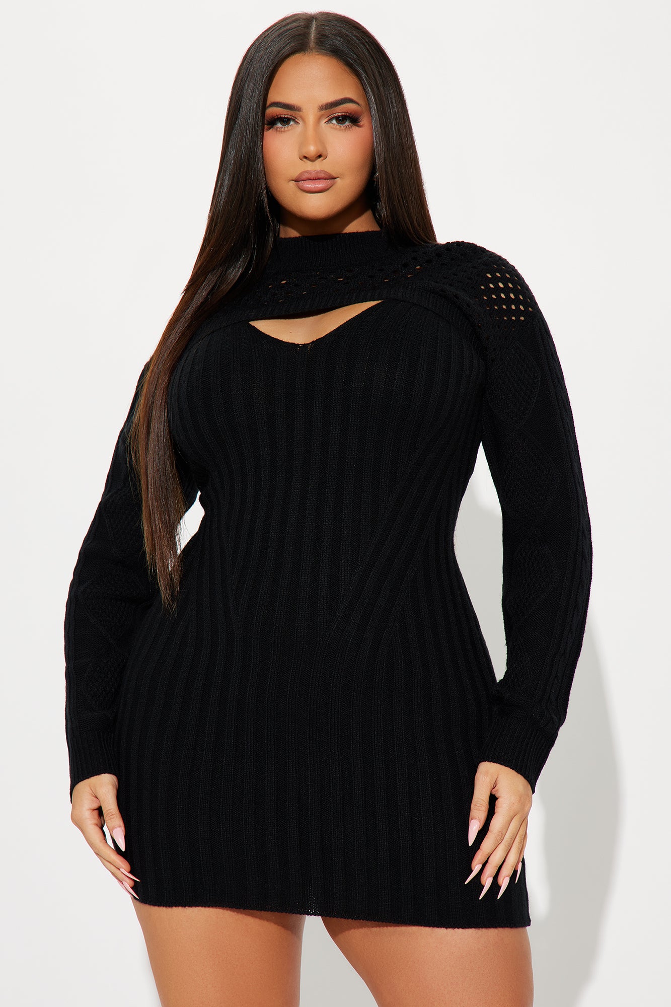 Oliviana Sweater Mini Dress - Black - Image 3