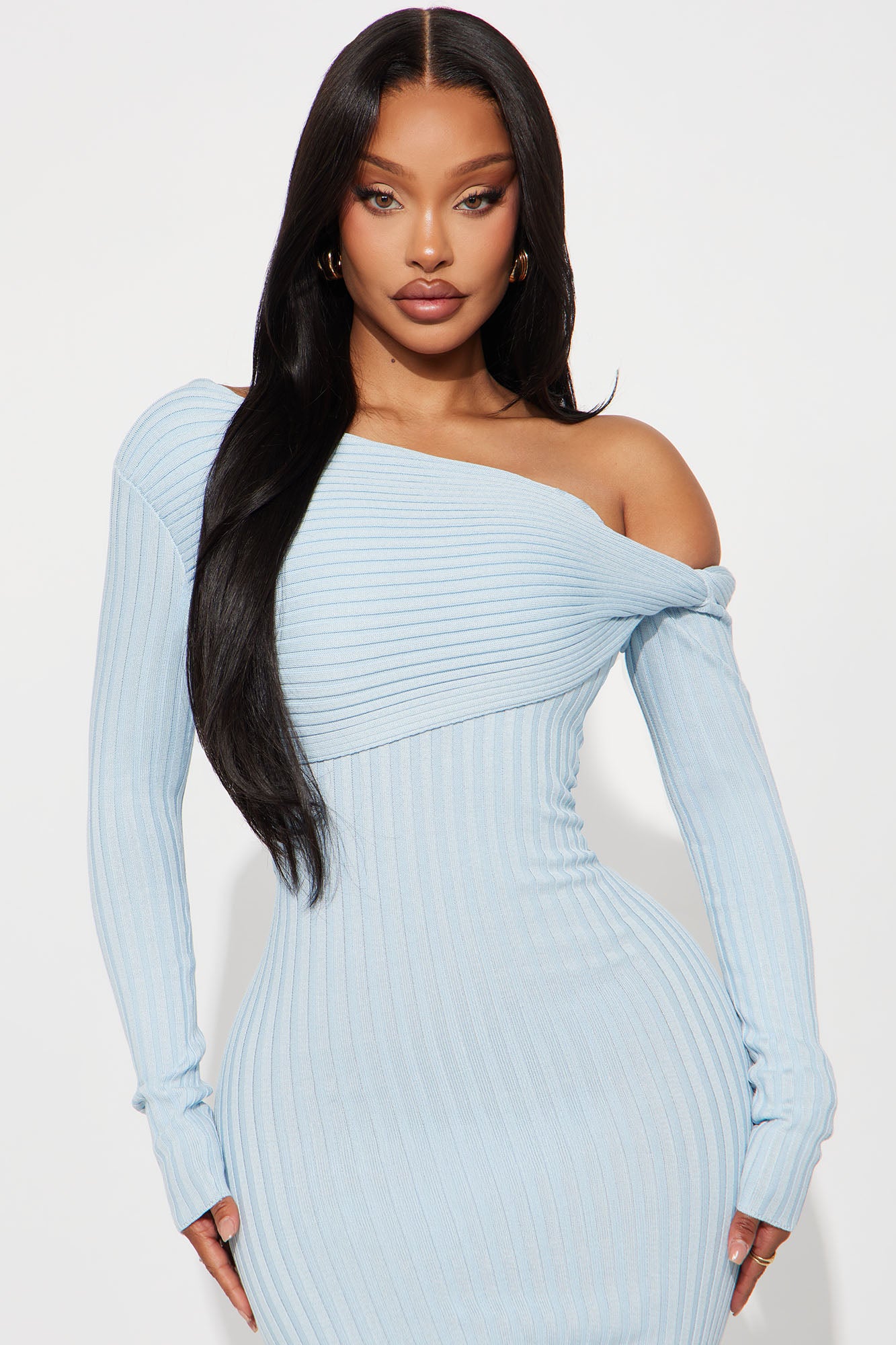 Roland Ribbed Sweater Maxi Dress - Light Blue - Image 2