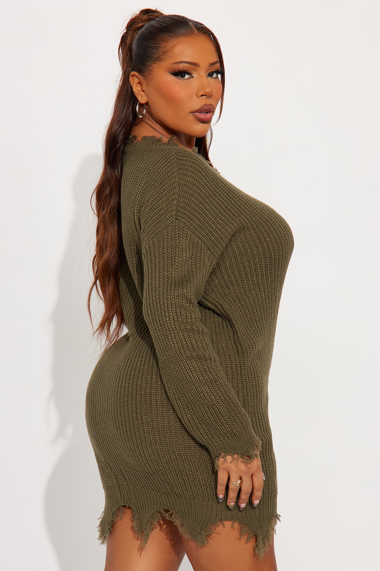 Tall Sarabeth Sweater Mini Dress - Olive - Image 5