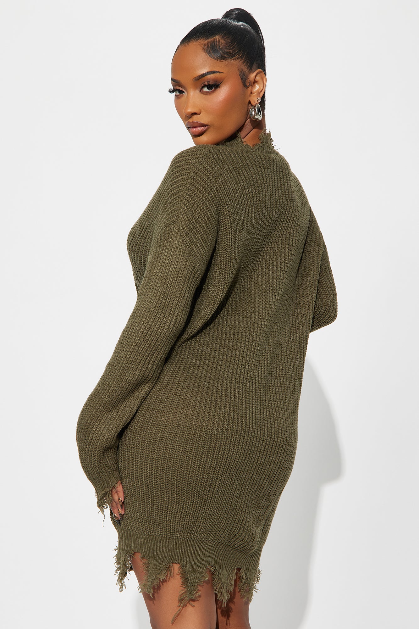 Tall Sarabeth Sweater Mini Dress - Olive - Image 4