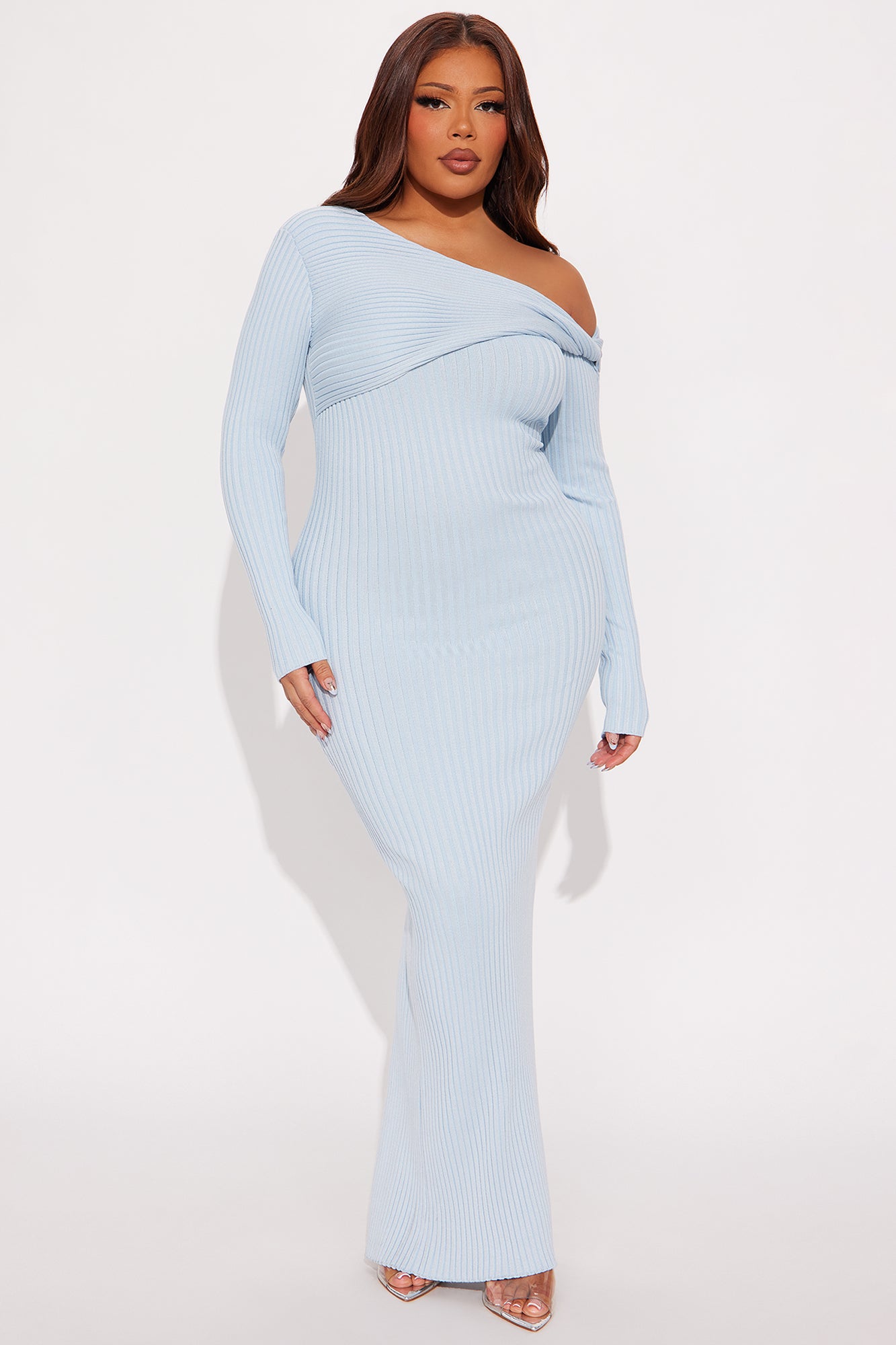 Roland Ribbed Sweater Maxi Dress - Light Blue - Image 6
