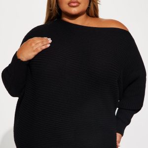 Jasmine Sweater Mini Dress - Black