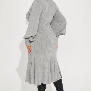 Aquarius Mermaid Sweater Midi Dress - Heather Grey