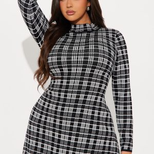 Jinx Sweater Mini Dress - Black/White