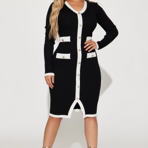 Endless Rose V-Neck Midi Dress - Black/combo