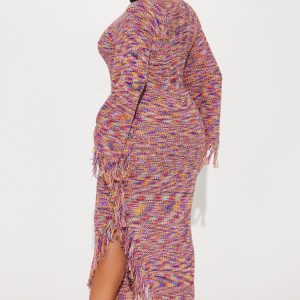 Kelsea Marled Sweater Maxi Dress - Multi Color