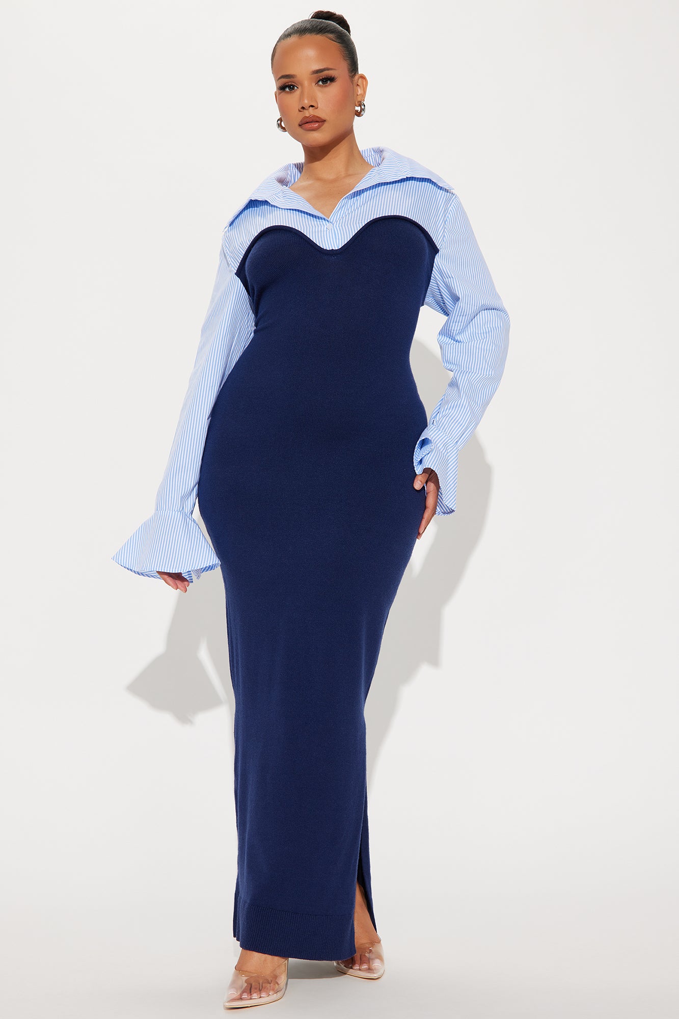 Maya Stripe Sweater Maxi Dress - Navy/combo - Image 5