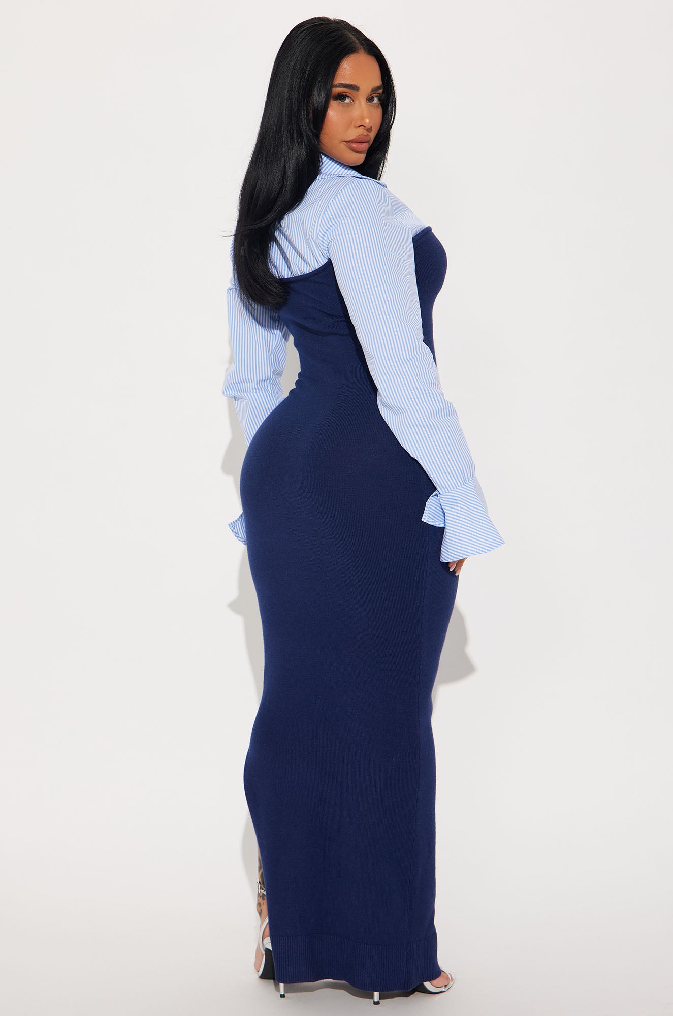 Maya Stripe Sweater Maxi Dress - Navy/combo - Image 4